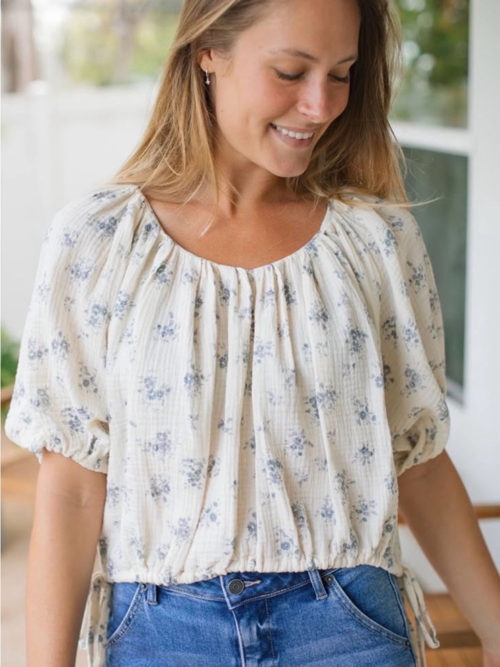 GRADE & GATHER Crawford Top Gauze  Blouse Cottage  Feminine M